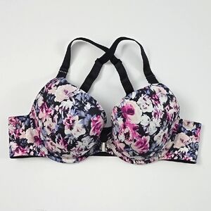⭐️2/ $30⭐ Deesse Pink Floral Full Coverage Plunge Bra Adjustable Straps Size 40B
